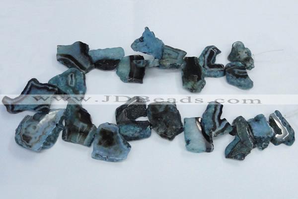 CTD1558 Top drilled 18*25mm - 30*45mm freeform blue lace agate slab beads