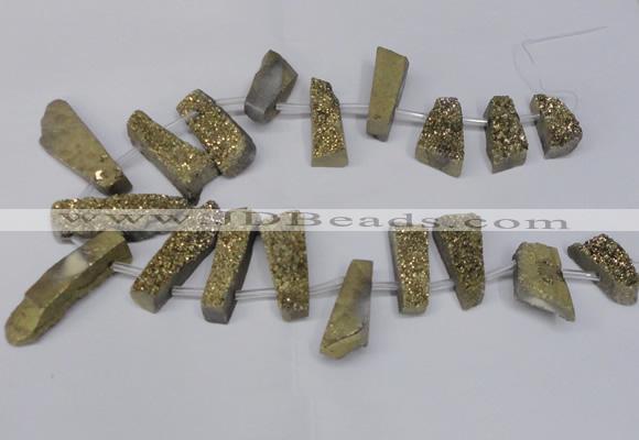 CTD1612 Top drilled 13*25mm - 15*45mm freeform plated druzy quartz beads