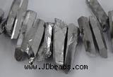 CTD1623 Top drilled 4*15mm - 6*35mm sticks plated quartz beads