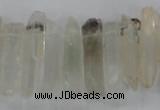 CTD1661 Top drilled 6*18mm - 8*35mm sticks green phantom quartz beads