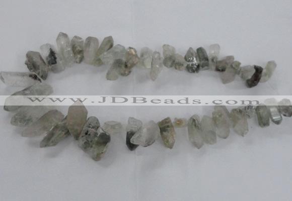 CTD1664 Top drilled 8*15mm - 15*25mm sticks green phantom quartz beads