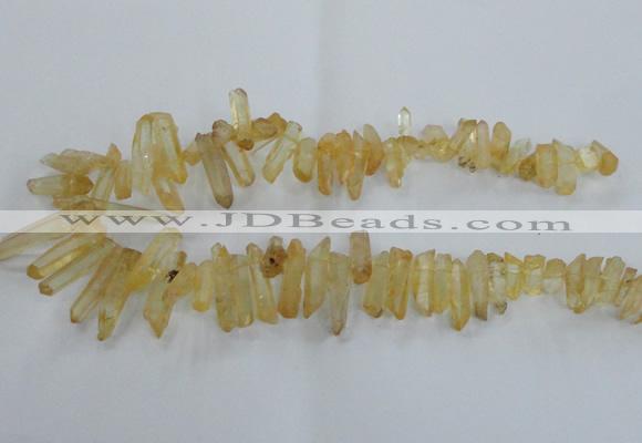 CTD1691 Top drilled 5*15mm - 7*35mm sticks dyed white crystal beads