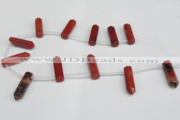 CTD1809 Top drilled 10*30mm - 10*32mm sticks red jasper beads