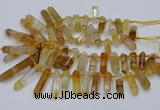 CTD2111 Top drilled 10*25mm - 12*45mm sticks yellow quartz beads