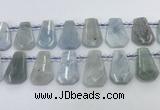 CTD2268 Top drilled 16*28mm - 20*30mm faceted freeform aquamarine beads