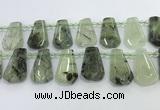 CTD2273 16*28mm - 20*30mm faceted freeform green rutilated quartz beads