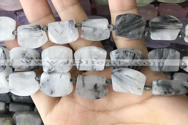 CTD2284 Top drilled 15*20mm - 17*23mm freeform black rutilated quartz beads