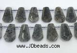 CTD2352 Top drilled 16*18mm - 20*30mm freeform moss quartz beads