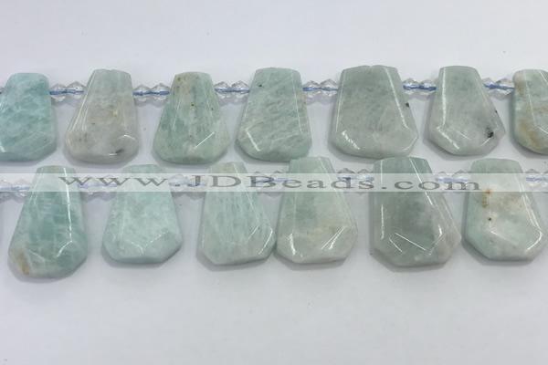 CTD2366 Top drilled 16*18mm - 20*30mm faceted freeform amazonite beads