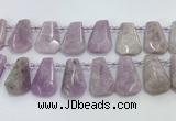 CTD2369 Top drilled 16*18mm - 20*30mm faceted freeform kunzite beads