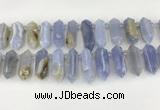 CTD2390 Top drilled 13*30mm - 14*42mm sticks blue chalcedony beads