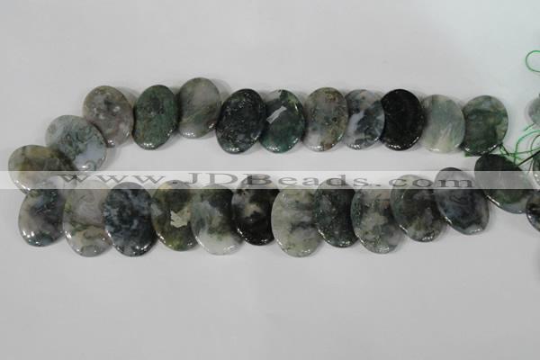 CTD24 Top drilled 20*30mm oval moss agate beads wholesale