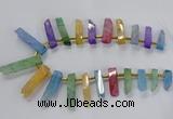 CTD2518 Top drilled 8*25mm - 11*50mm sticks druzy agate beads