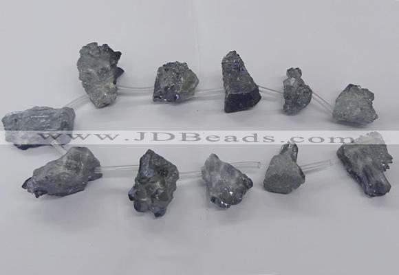 CTD2616 Top drilled 15*25mm - 25*35mm nuggets plated druzy quartz beads