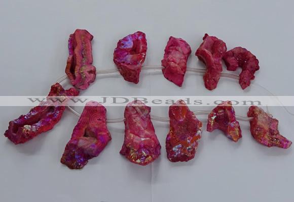 CTD2672 Top drilled 25*30mm - 35*60mm freeform plated druzy agate beads