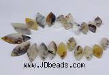 CTD2735 Top drilled 15*30mm - 25*50mm marquise montana agate beads