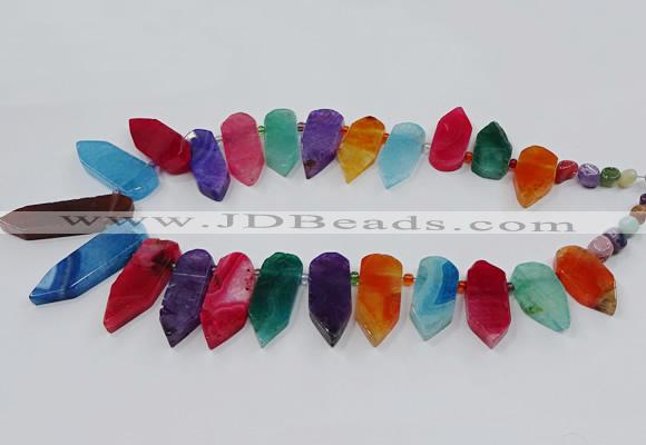 CTD2816 Top drilled 15*30mm - 15*45mm sticks agate gemstone beads