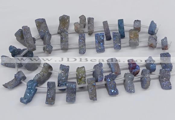 CTD2845 Top drilled 15*20mm - 18*40mm freeform plated druzy agate beads