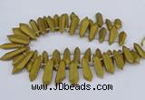 CTD2853 Top drilled 10*20mm - 15*50mm sticks plated quartz beads