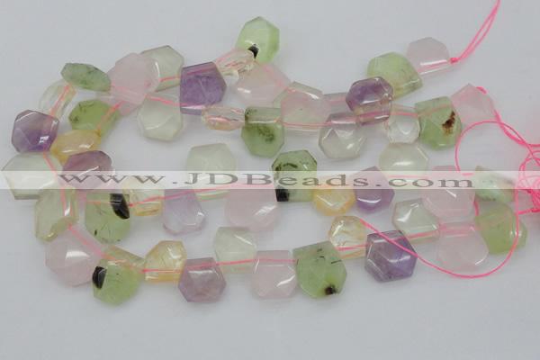 CTD317 15*18mm - 18*20mm faceted freeform multicolor quartz beads