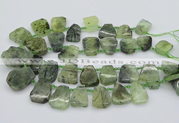 CTD337 Top drilled 15*20mm - 25*30mm freeform green rutilated quartz beads