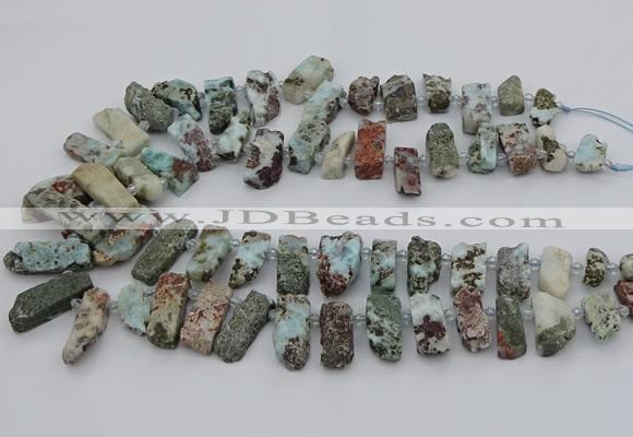 CTD3515 Top drilled 8*15mm - 12*35mm sticks larimar beads