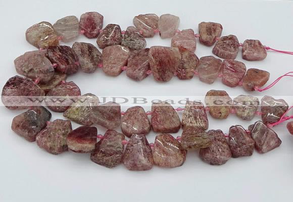 CTD3571 Top drilled 15*20mm - 25*30mm freeform strawberry quartz beads