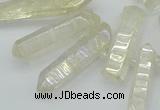 CTD3575 Top drilled 6*20mm - 8*45mm sticks plated white crystal beads