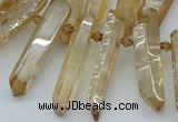 CTD3576 Top drilled 6*20mm - 8*45mm sticks plated white crystal beads