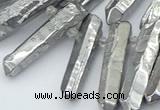 CTD3579 Top drilled 6*20mm - 8*45mm sticks plated white crystal beads