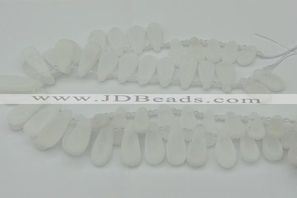 CTD3645 Top drilled 10*20mm - 15*45mm freeform matte white crystal beads