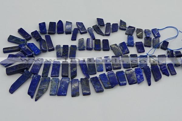 CTD3654 Top drilled 6*15mm - 10*25mm sticks lapis lazuli beads