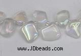 CTD3671 Top drilled 5*8mm - 10*14mm freeform plated white crystal beads