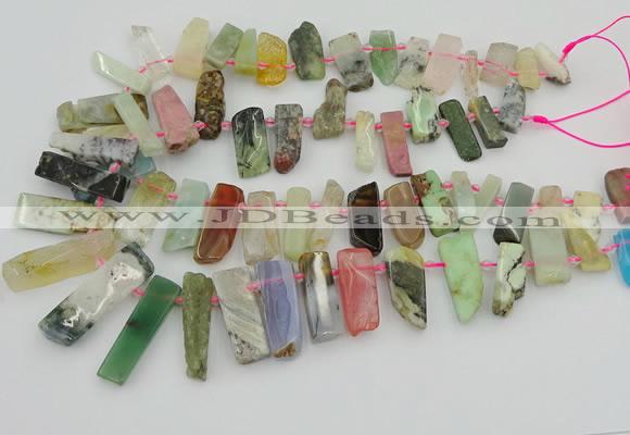 CTD3698 Top drilled 10*20mm - 12*40mm sticks mixed gemstone beads