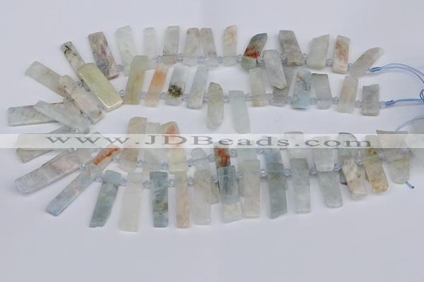 CTD3710 Top drilled 8*20mm - 10*35mm sticks aquamarine beads