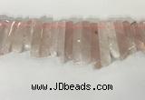 CTD3721 Top drilled 8*20mm - 10*50mm sticks rose quartz beads