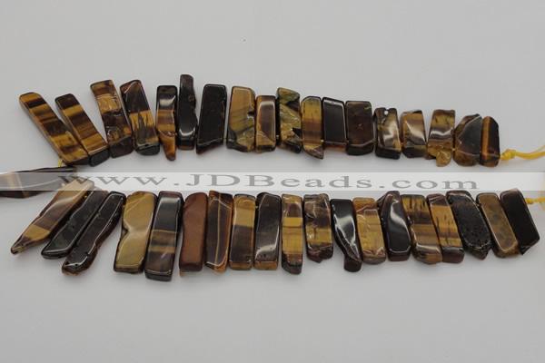 CTD384 Top drilled 10*20mm - 12*50mm wand yellow tiger eye beads