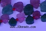 CTD3854 Top drilled 8*10mm - 10*12mm freeform mixed strawberry quartz beads