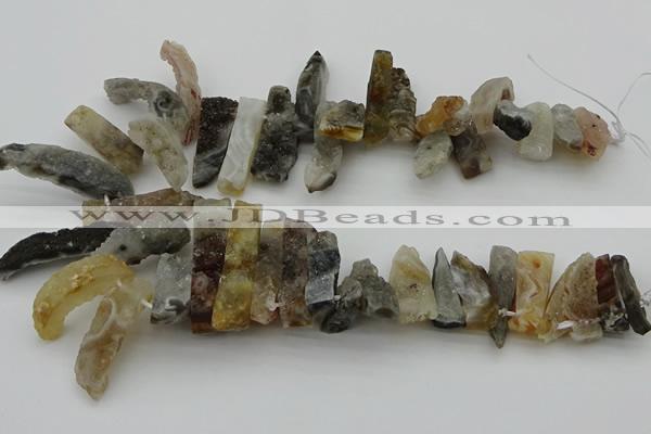 CTD436 Top drilled 10*20mm - 12*45mm sticks druzy agate beads