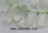 CTD454 15.5 inches 8*20mm - 15*38mm freeform green phantom quartz beads