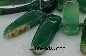 CTD463 15.5 inches 10*20mm - 12*35mm sticks green agate beads