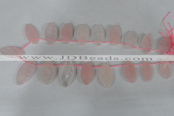 CTD47 Top drilled 12*23mm – 18*50mm marquise rose quartz beads