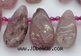 CTD484 Top drilled 10*22mm - 15*45mm freeform strawberry quartz beads