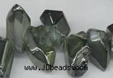 CTD542 Top drilled 10*15mm - 12*30mm nuggets plated quartz beads