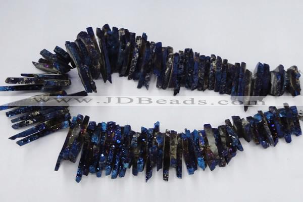 CTD560 Top drilled 6*15mm - 10*40mm wand plated agate beads