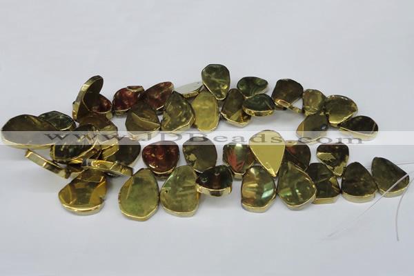 CTD572 Top drilled 20*30mm - 30*45mm freeform plated agate beads