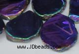 CTD575 Top drilled 20*30mm - 30*45mm freeform plated agate beads