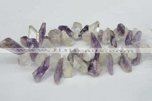 CTD621 12*22mm - 15*40mm nuggets amethyst & white crystal beads