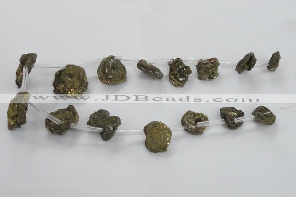 CTD705 Top drilled 15*20mm - 25*30mm freeform plated agate beads