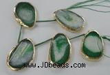 CTD774 30*45mm - 35*50mm freeform agate beads with brass setting